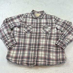 Natural Reflections fleece lined plaid flannel button up women’s